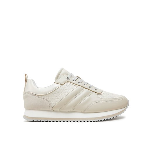 Sneakersy Calvin Klein Runner Lace Up Saff Mono HW0HW02102 Beżowy ze sklepu eobuwie.pl w kategorii Buty sportowe damskie - zdjęcie 182111696