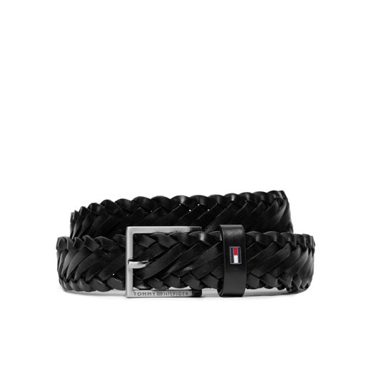 Pasek Męski Tommy Hilfiger Oliver 3.0 Leather Braid Dc AM0AM12068 Czarny ze sklepu eobuwie.pl w kategorii Paski męskie - zdjęcie 182111749