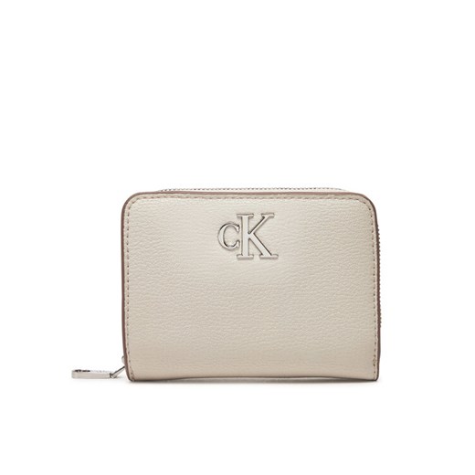 Portfel damski Calvin Klein Jeans Minimal Monogram Md Zip Around LV04K1009G Écru ze sklepu eobuwie.pl w kategorii Portfele damskie - zdjęcie 182111925