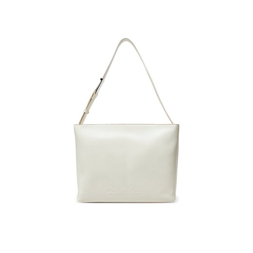 Torebka Calvin Klein Embossed Logo Medium Shopper K60K613172 Écru ze sklepu eobuwie.pl w kategorii Torebki damskie - zdjęcie 182113029