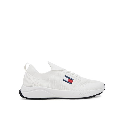 Sneakersy Tommy Jeans Runner Kntitted EM0EM01555 Biały ze sklepu eobuwie.pl w kategorii Buty sportowe męskie - zdjęcie 182114168