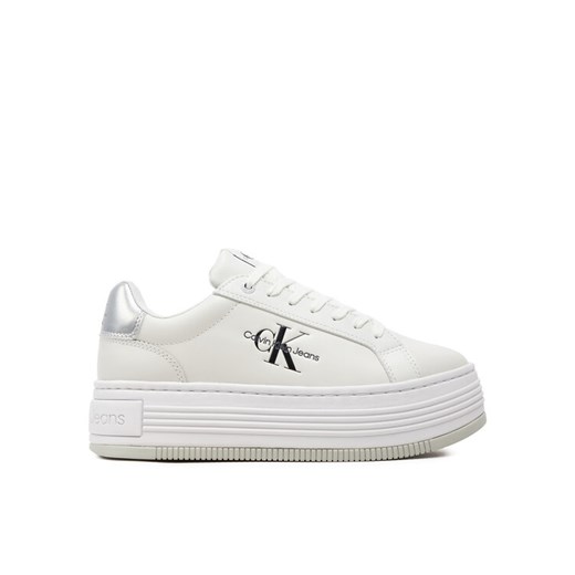 Sneakersy Calvin Klein Jeans Bold Platf Low Lace Lth Ml Mtl YW0YW01516 Biały ze sklepu eobuwie.pl w kategorii Buty sportowe damskie - zdjęcie 182114237