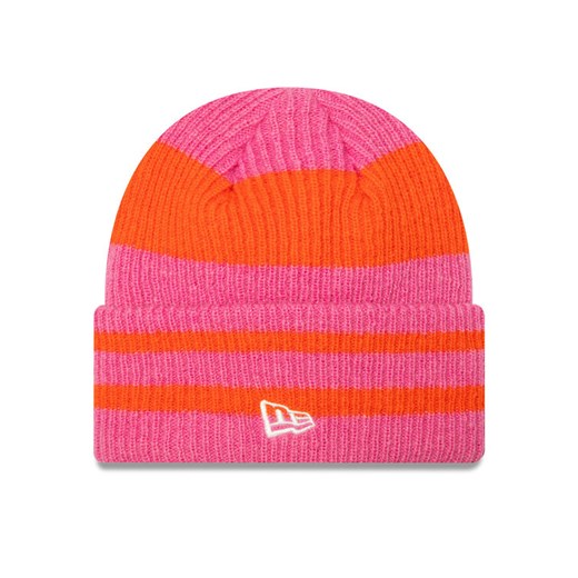 Czapka New Era Stripe Cuff Knit Beanie 60580763 Różowy ze sklepu eobuwie.pl w kategorii Czapki zimowe damskie - zdjęcie 182115797