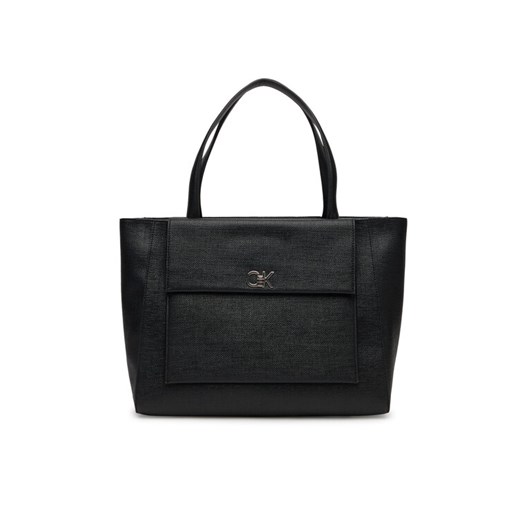 Torebka Calvin Klein Ck Medium Shopper_Tex K60K613178 Czarny ze sklepu eobuwie.pl w kategorii Torby Shopper bag - zdjęcie 182116078