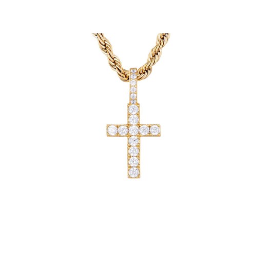 Zawieszka ICED STUFF Micro Diamond Cross Złoty ze sklepu eobuwie.pl w kategorii Zawieszki - zdjęcie 182116215