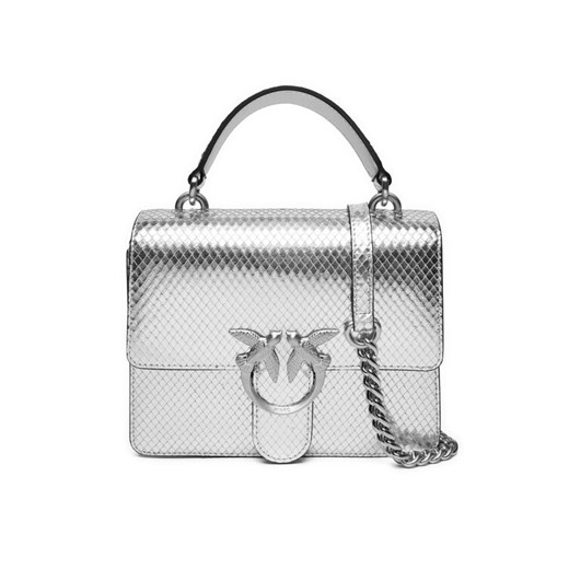 Torebka PINKO Love One Top Handle Mini Light AI 24-25 PLTT 100071 A1VG Srebrny ze sklepu eobuwie.pl w kategorii Kuferki - zdjęcie 182116695
