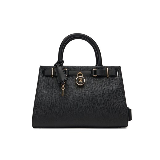 Torebka Tommy Hilfiger American Icon Mini Tote Leather AW0AW17188 Czarny ze sklepu eobuwie.pl w kategorii Kuferki - zdjęcie 182116848