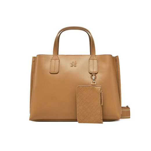 Torebka Tommy Hilfiger Th Distinct Mini Tote AW0AW17192 Brązowy ze sklepu eobuwie.pl w kategorii Torebki damskie - zdjęcie 182116857
