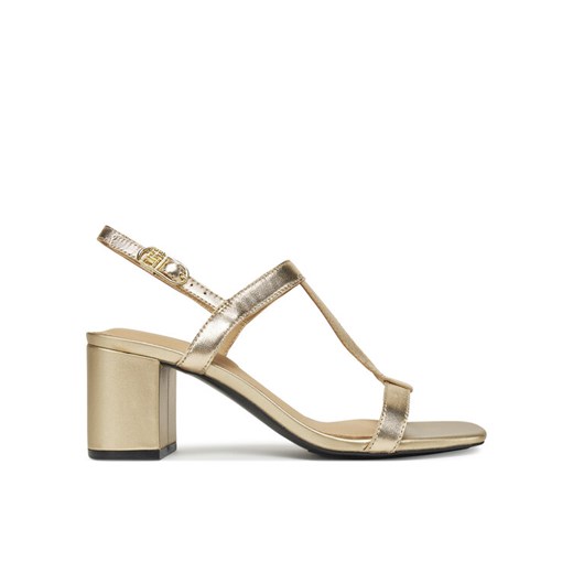 Sandały Tommy Hilfiger Leather Block Heel Sandal Metal FW0FW08590 Złoty ze sklepu eobuwie.pl w kategorii Sandały damskie - zdjęcie 182117067