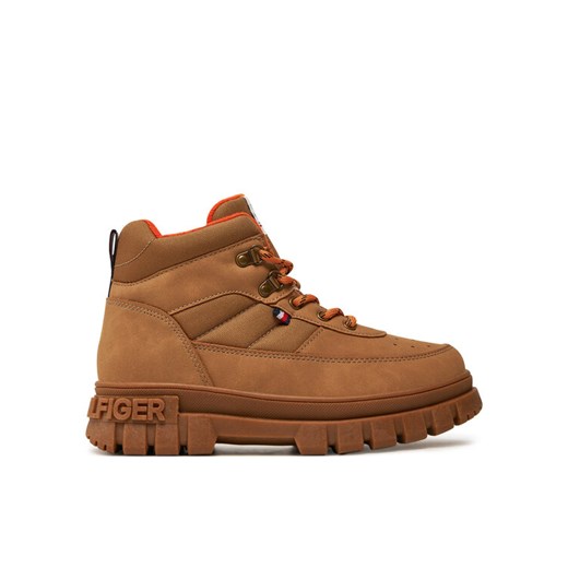 Trzewiki Tommy Hilfiger Lace-Up Bootie T3X5-33707-1492 S Brązowy ze sklepu eobuwie.pl w kategorii Buty zimowe dziecięce - zdjęcie 182117338