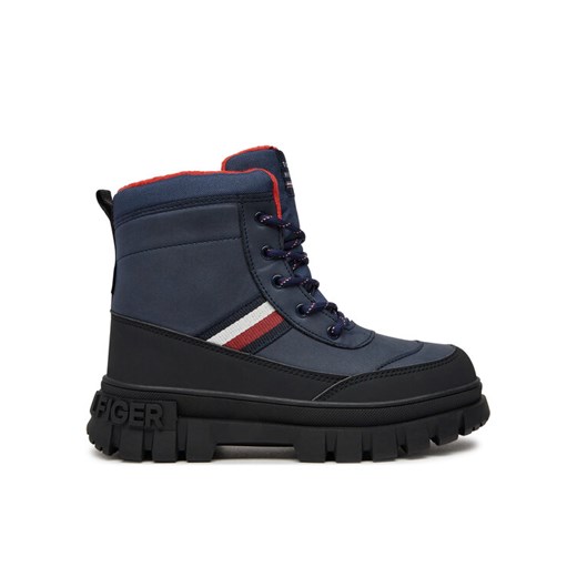 Trapery Tommy Hilfiger Stripes Fur Boot T3X5-33713-1487 S Granatowy ze sklepu eobuwie.pl w kategorii Buty zimowe dziecięce - zdjęcie 182117766