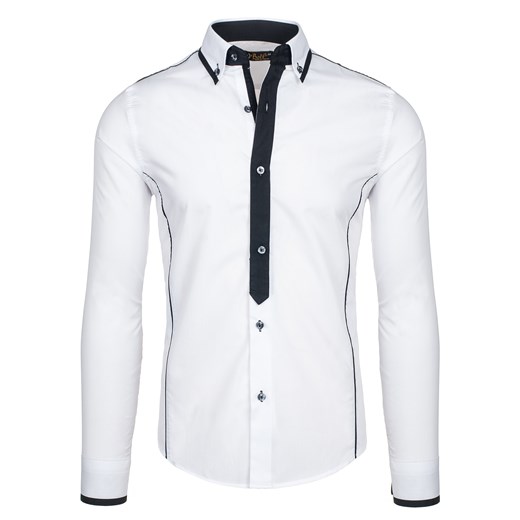 Koszula męska BOLF 5755 biała denley-pl bialy Koszule z długim rękawem męskie