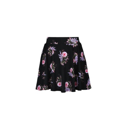 Black Floral Print Jersey Skater Skirt tally-weijl  