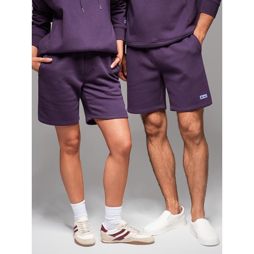 Dresowe szorty unisex ze ściągaczem w pasie – fioletowe V13 OU-SRBC-0101 ze sklepu ombre w kategorii Spodenki męskie - zdjęcie 182591789