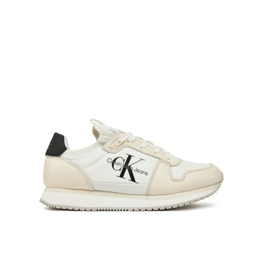 Calvin Klein Jeans Sneakersy Runner Sock Laceup Ml Lth YW0YW01616 Biały ze sklepu MODIVO w kategorii Buty sportowe damskie - zdjęcie 182593955
