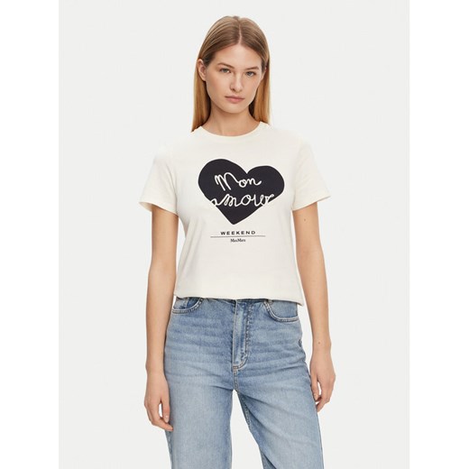 Weekend Max Mara T-Shirt Vello 2515971051 Écru Regular Fit ze sklepu MODIVO w kategorii Bluzki damskie - zdjęcie 182593999