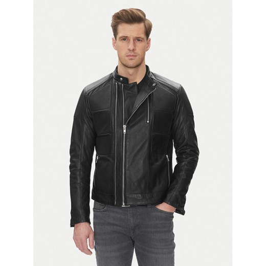Serge Pariente Kurtka skórzana Couture Czarny Slim Fit ze sklepu MODIVO w kategorii Kurtki męskie - zdjęcie 182594105