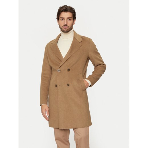Guess Płaszcz wełniany M4BL47 WGJU2 Beżowy Regular Fit ze sklepu MODIVO w kategorii Płaszcze męskie - zdjęcie 182594268
