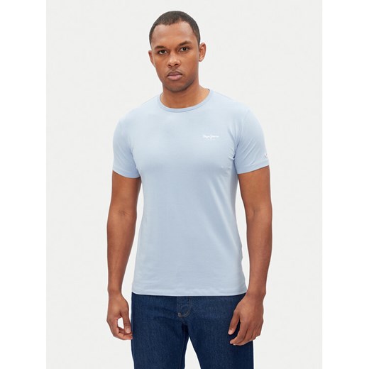 Pepe Jeans T-Shirt Original Basic PM508212 Błękitny Slim Fit ze sklepu MODIVO w kategorii T-shirty męskie - zdjęcie 182594339