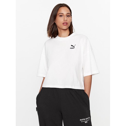 Puma T-Shirt Classics 621381 Biały Oversize ze sklepu MODIVO w kategorii Bluzki damskie - zdjęcie 182594356