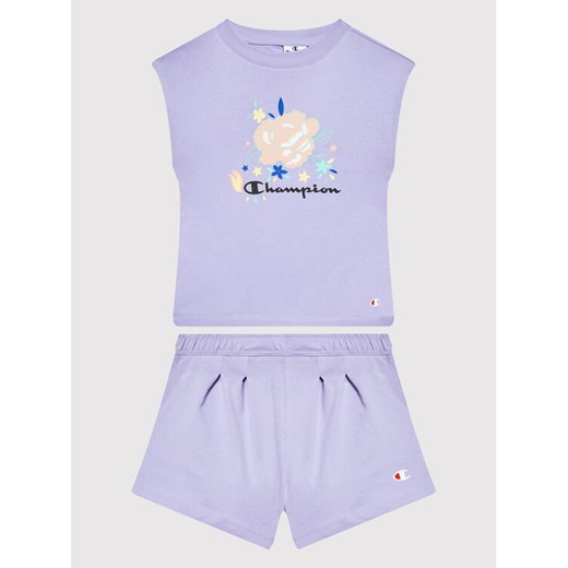 Champion Komplet t-shirt i szorty sportowe 404397 Fioletowy Custome Fit ze sklepu MODIVO w kategorii Komplety dziewczęce - zdjęcie 182594498