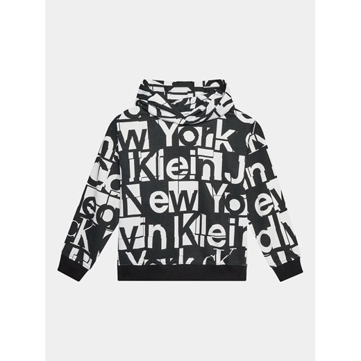 Calvin Klein Jeans Bluza Grid IB0IB01942 Czarny Regular Fit ze sklepu MODIVO w kategorii Bluzy chłopięce - zdjęcie 182594548