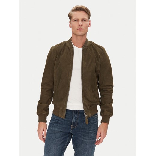 SCHOTT N.Y.C. Kurtka skórzana LC300 Khaki Regular Fit ze sklepu MODIVO w kategorii Kurtki męskie - zdjęcie 182594665