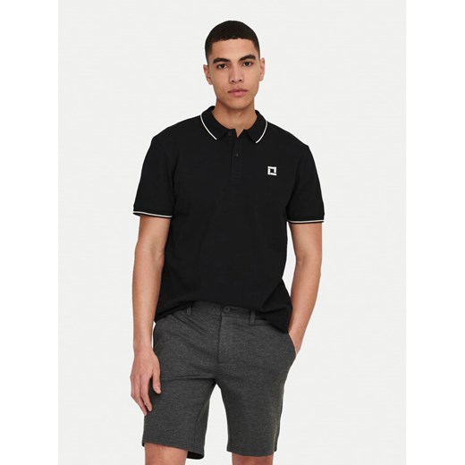Only & Sons Polo Fletcher 22024827 Czarny Regular Fit ze sklepu MODIVO w kategorii T-shirty męskie - zdjęcie 182594675