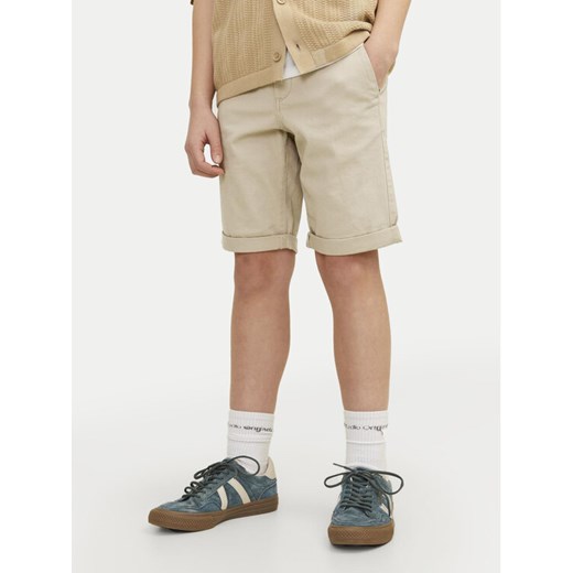 Jack&Jones Junior Szorty materiałowe 12254241 Beżowy Regular Fit ze sklepu MODIVO w kategorii Spodenki chłopięce - zdjęcie 182594766