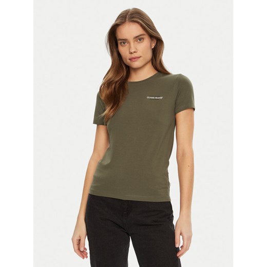 Guess T-Shirt W4YI02 J1314 Zielony Regular Fit ze sklepu MODIVO w kategorii Bluzki damskie - zdjęcie 182594918