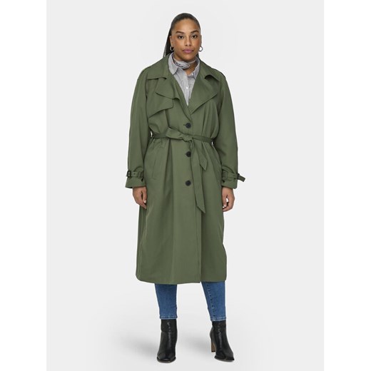 ONLY Carmakoma Trencz Chloe 15310056 Zielony Regular Fit ze sklepu MODIVO w kategorii Płaszcze damskie - zdjęcie 182595025