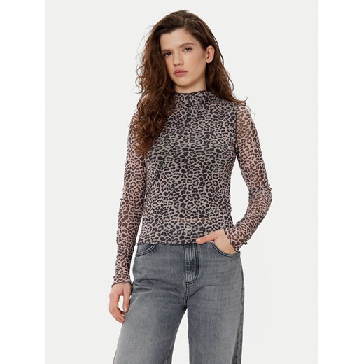 Noisy May Bluzka 27033006 Szary Slim Fit ze sklepu MODIVO w kategorii Bluzki damskie - zdjęcie 182595129