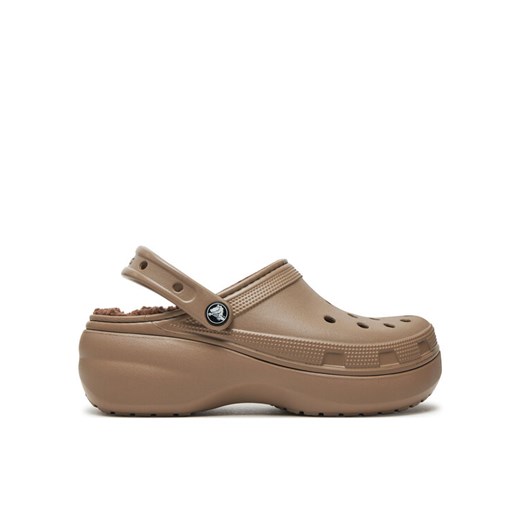 Crocs Klapki Classic Platform Lined Clog W 207938 Brązowy ze sklepu MODIVO w kategorii Klapki damskie - zdjęcie 182595237