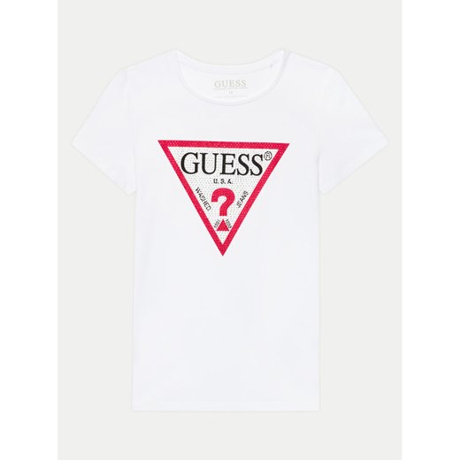 Guess T-Shirt J2YI51 K6YW1 Biały Regular Fit ze sklepu MODIVO w kategorii Bluzki dziewczęce - zdjęcie 182595376
