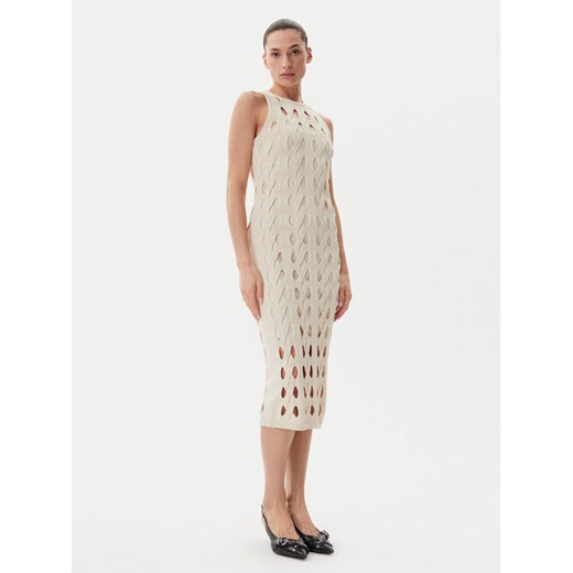 PINKO Sukienka dzianinowa Allan 105190 A2LW Beżowy Regular Fit ze sklepu MODIVO w kategorii Sukienki - zdjęcie 182595386