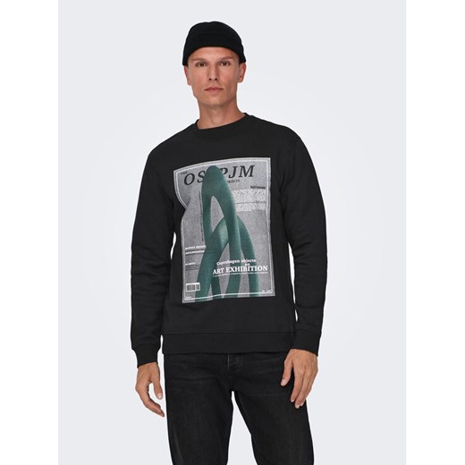 Only & Sons Bluza 22026379 Czarny Regular Fit ze sklepu MODIVO w kategorii Bluzy męskie - zdjęcie 182595459