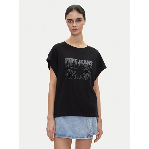 Pepe Jeans T-Shirt Lira PL505996 Czarny Regular Fit ze sklepu MODIVO w kategorii Bluzki damskie - zdjęcie 182595656