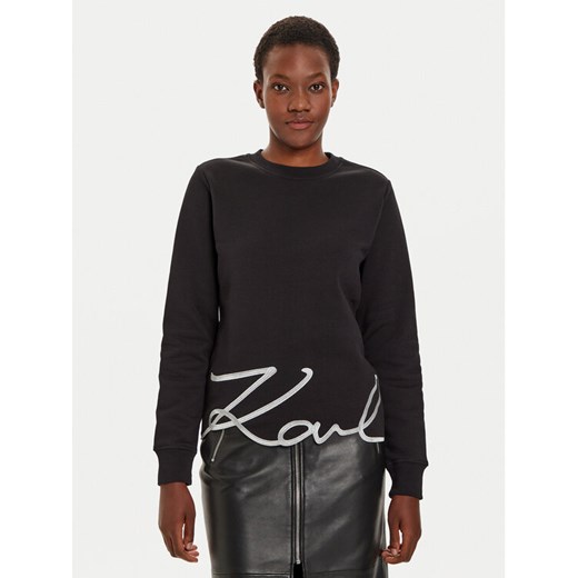 KARL LAGERFELD Bluza 245W1815 Czarny Regular Fit ze sklepu MODIVO w kategorii Bluzy damskie - zdjęcie 182595937