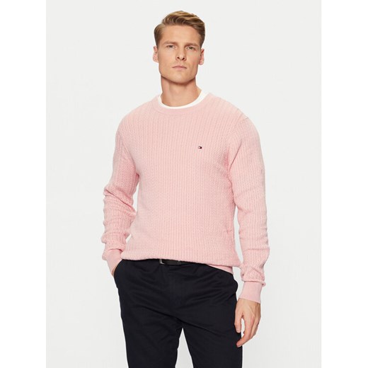 Tommy Hilfiger Sweter MW0MW37400 Różowy Slim Fit ze sklepu MODIVO w kategorii Swetry męskie - zdjęcie 182595966