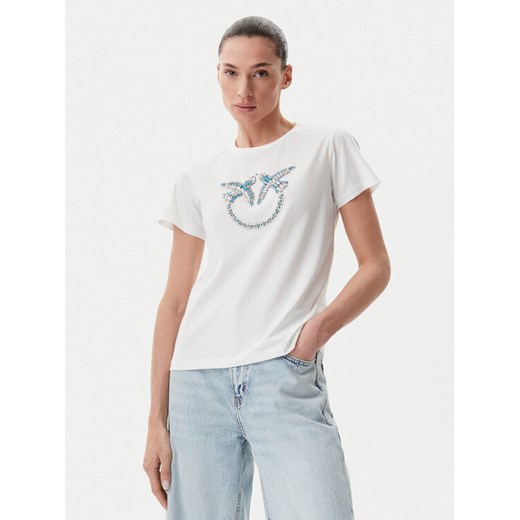 PINKO T-Shirt Quentin 100535 A2G7 Biały Regular Fit ze sklepu MODIVO w kategorii Bluzki damskie - zdjęcie 182596127