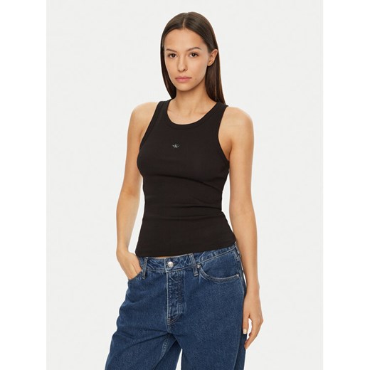 Calvin Klein Jeans Top J20J224762 Czarny Slim Fit ze sklepu MODIVO w kategorii Bluzki damskie - zdjęcie 182596367