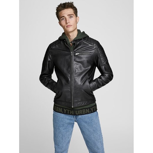 Jack&Jones Kurtka z imitacji skóry Rocky 12147218 Czarny Regular Fit ze sklepu MODIVO w kategorii Kurtki męskie - zdjęcie 182596449