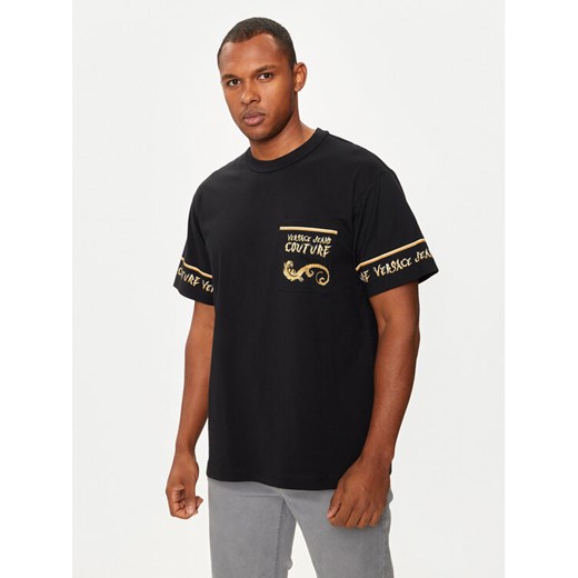 Versace Jeans Couture T-Shirt 77GAH6RB Czarny Regular Fit ze sklepu MODIVO w kategorii T-shirty męskie - zdjęcie 182596677