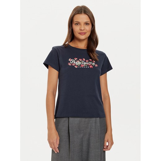 Pepe Jeans T-Shirt Ginny PL505945 Granatowy Regular Fit ze sklepu MODIVO w kategorii Bluzki damskie - zdjęcie 182596687