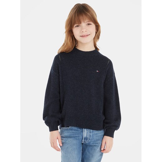 Tommy Hilfiger Sweter Essential KG0KG07801 Granatowy Regular Fit ze sklepu MODIVO w kategorii Swetry dziewczęce - zdjęcie 182596886