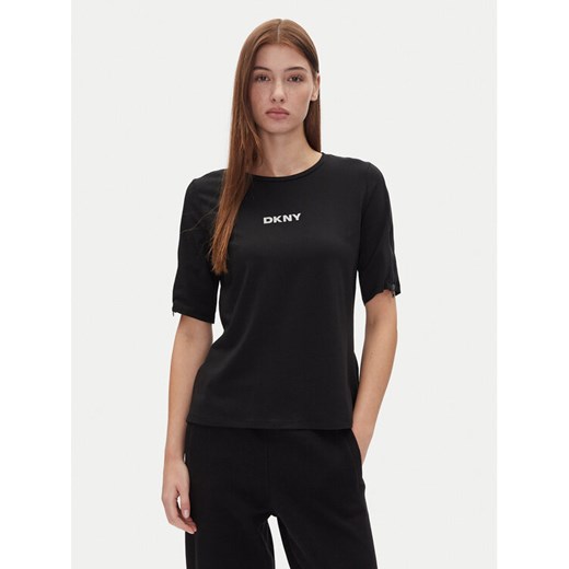 DKNY T-Shirt P4JHBRJQ Czarny Regular Fit ze sklepu MODIVO w kategorii Bluzki damskie - zdjęcie 182596907