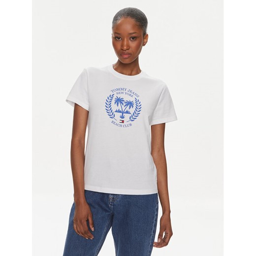 Tommy Jeans T-Shirt Prep Luxe DW0DW17835 Biały Regular Fit ze sklepu MODIVO w kategorii Bluzki damskie - zdjęcie 182597235