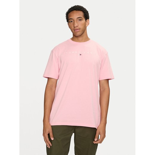 Tommy Jeans T-Shirt Linear Logo DM0DM17993 Różowy Regular Fit ze sklepu MODIVO w kategorii T-shirty męskie - zdjęcie 182597236
