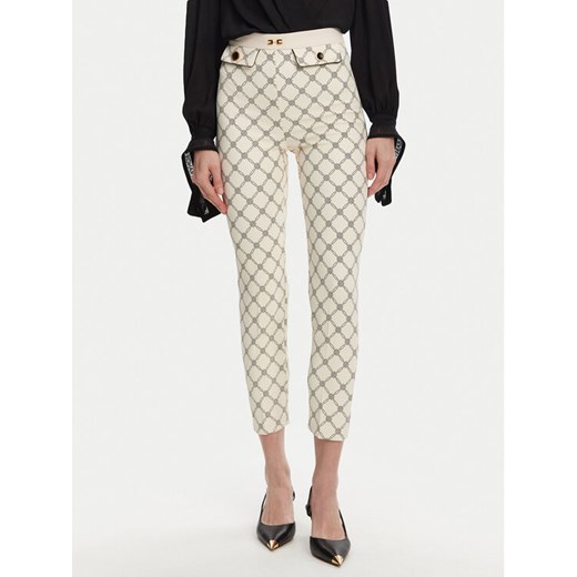 Elisabetta Franchi Spodnie materiałowe PA-S71-51E2 Écru Regular Fit ze sklepu MODIVO w kategorii Spodnie damskie - zdjęcie 182597339
