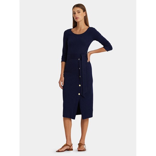 Lauren Ralph Lauren Sukienka dzianinowa 250889290003 Granatowy Slim Fit ze sklepu MODIVO w kategorii Sukienki - zdjęcie 182597377